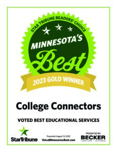 Star Tribune Readers' Choice 2023 gold winner, College Connectors, voted best educational services.